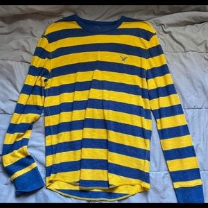 American Eagle Blue and Yellow stripped long sleeve